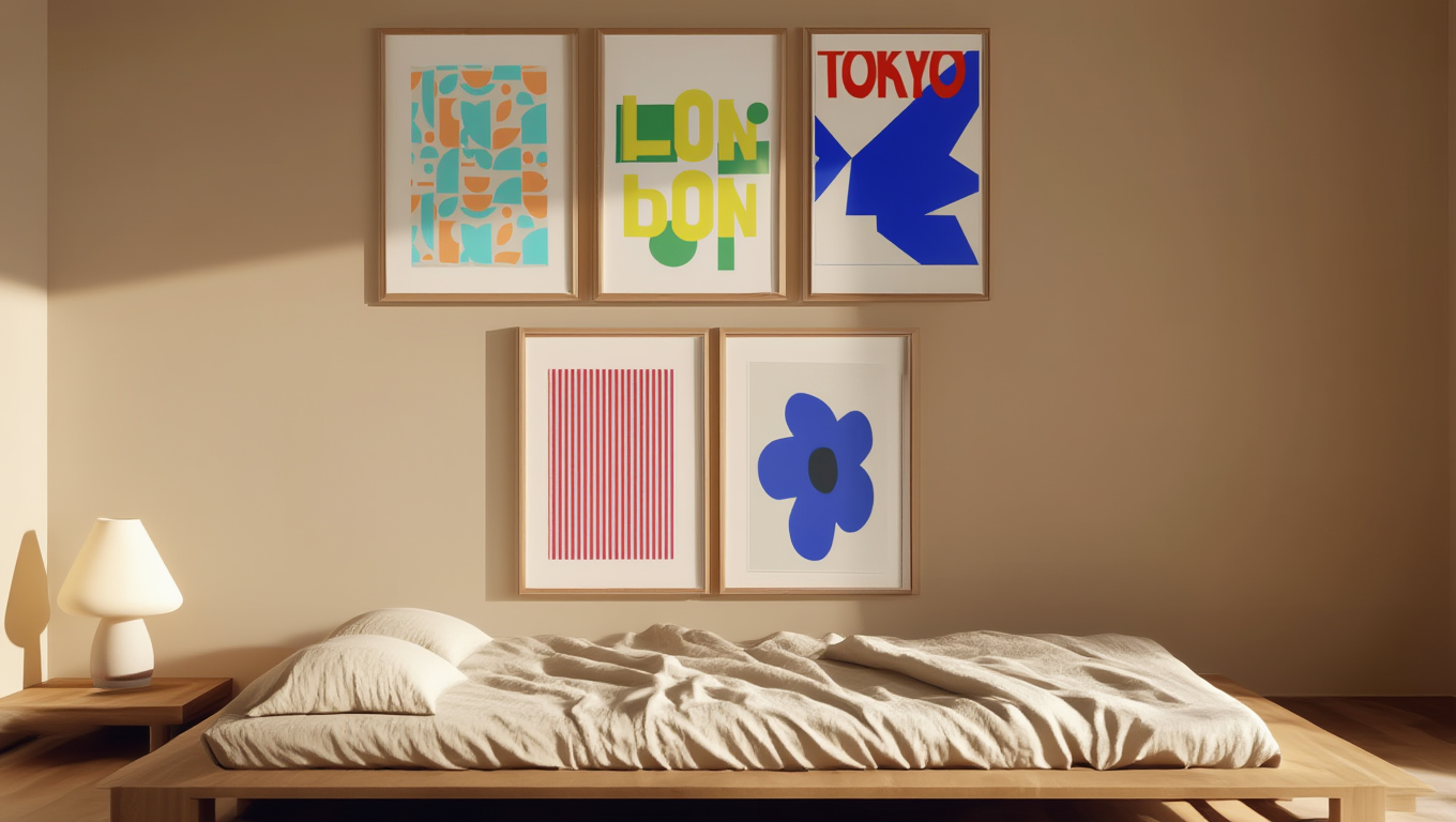 5 Prints – Colorful Mixed Floral Cities Abstract Art Collection - Hakyarts