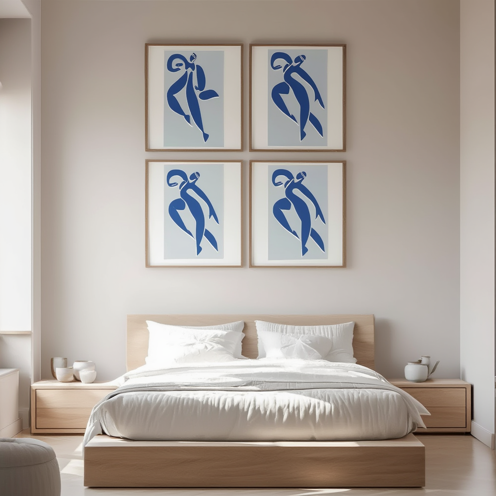 Vintage Blue Matisse Line Art – Set of 4 - Hakyarts