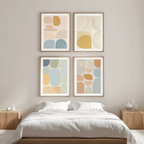 Nordic Abstract – Dining Room Set of 4 Modern Prints - Hakyarts