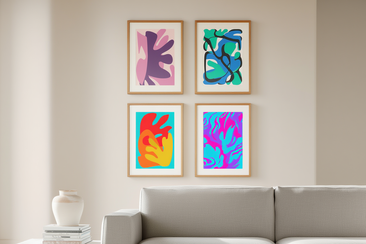 Matisse Moments – Set of 4 Colorful Abstract Prints - Hakyarts