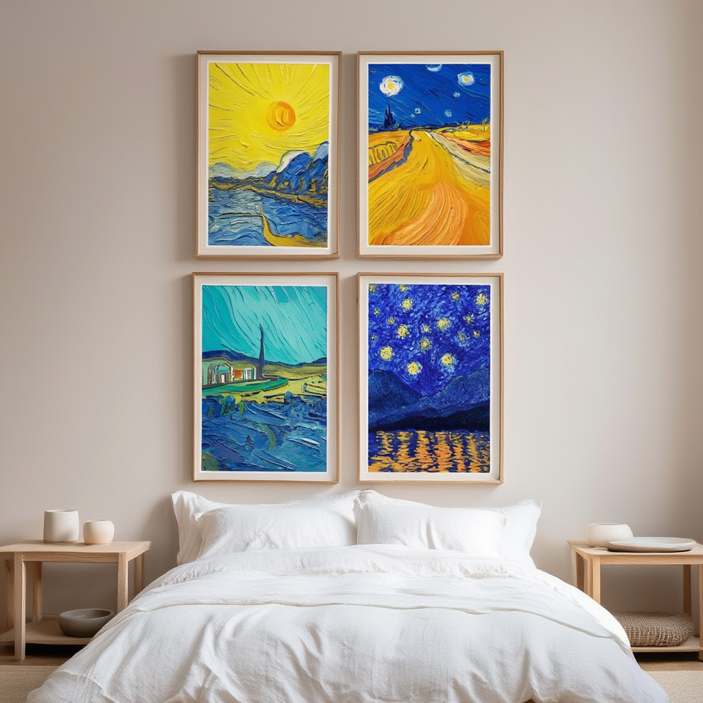 Van Gogh Inspirations – Set of 4 Post-Impressionist Prints - Hakyarts