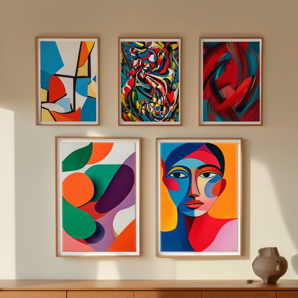 Picasso & Matisse Bold Abstract Collection – Dining Room Set of 5 - Hakyarts