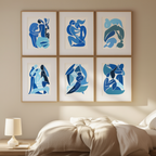 Blue Matisse Line Art – Set of 6 - Hakyarts