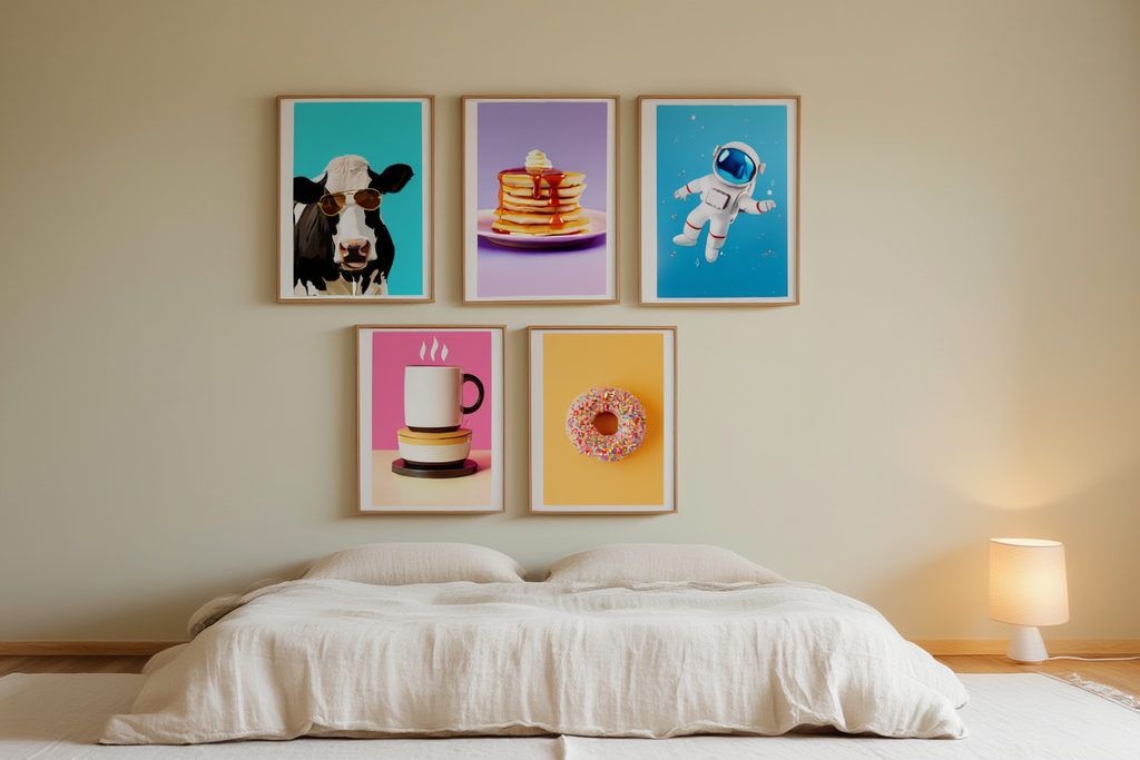 Vibrant Playful Wall Art – Bedroom Pop Art Set of 5 - Hakyarts