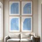 Blue Bauhaus Rainbow – Living Room Set of 4 Modern Prints - Hakyarts