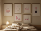 Preppy Coquette Wall Art – Bedroom Collection Set of 5 - Hakyarts