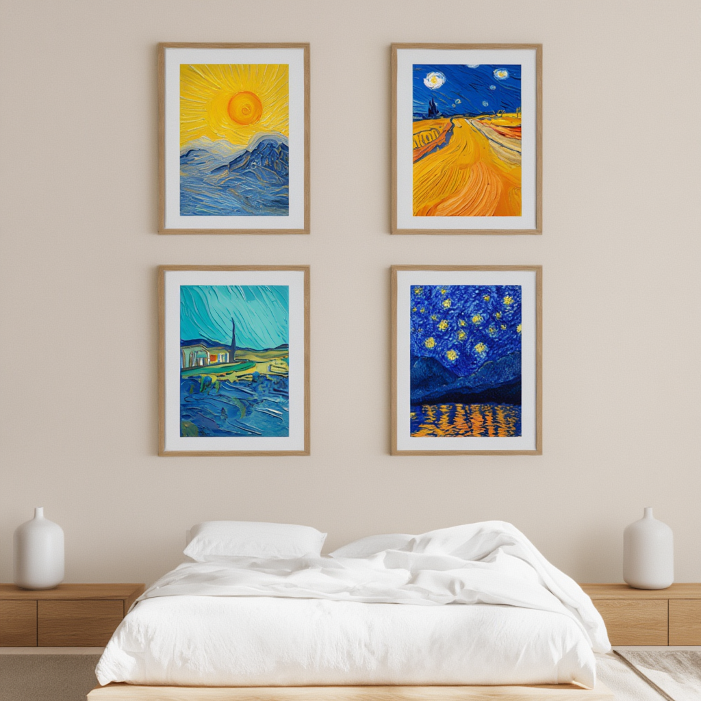 Van Gogh Inspirations – Set of 4 Post-Impressionist Prints - Hakyarts