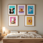 Vibrant Playful Wall Art – Bedroom Pop Art Set of 5 - Hakyarts