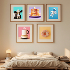 Vibrant Playful Wall Art – Bedroom Pop Art Set of 5 - Hakyarts