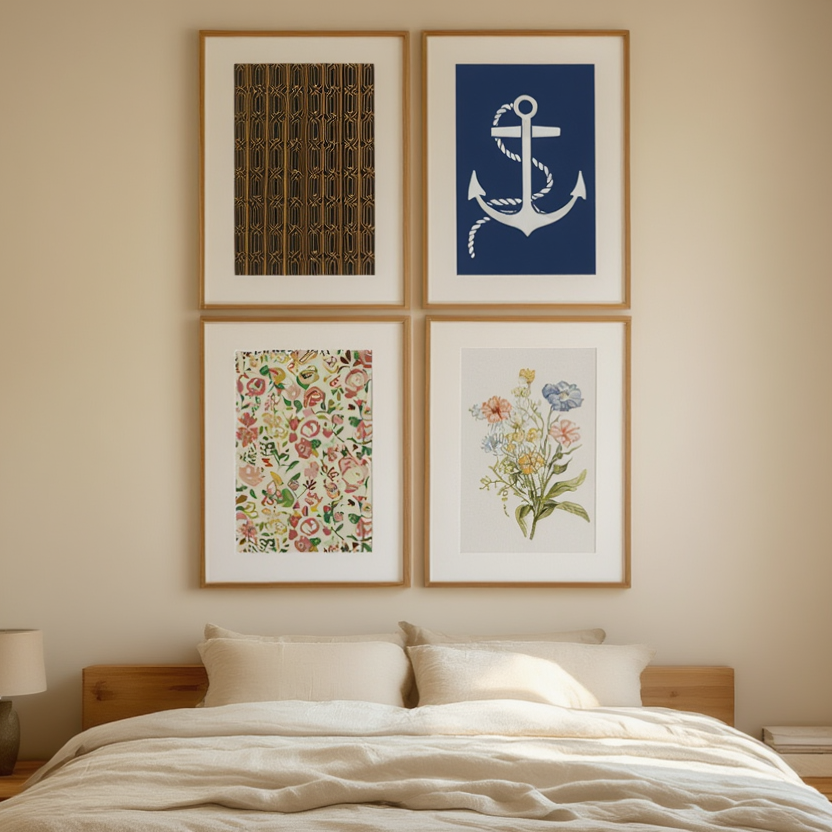 Vintage Charm – 4-Piece Wall Art Set - Hakyarts