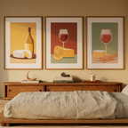 Wine & Cheese Bundle – 3-Piece Art Set - Hakyarts