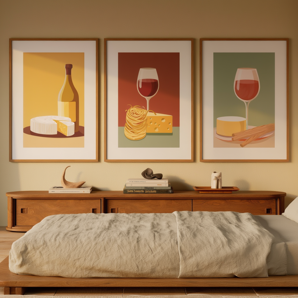 Wine & Cheese Bundle – 3-Piece Art Set - Hakyarts
