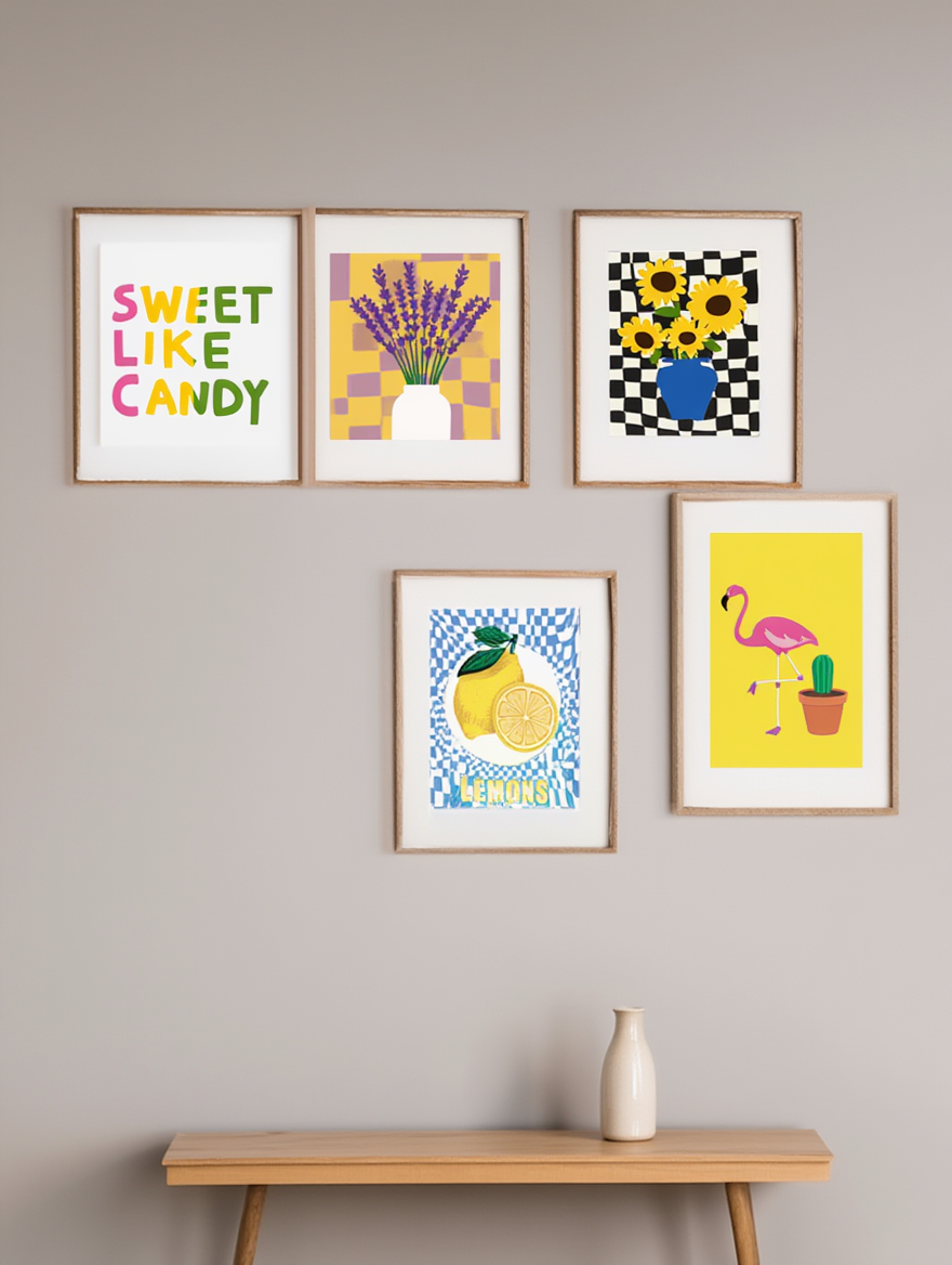 Colourful Electric Yellow – 5 Vibrant Prints for Home Décor
