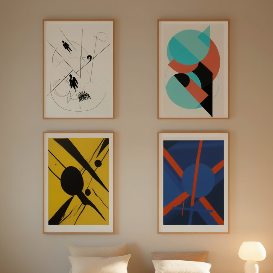 László Moholy-Nagy – 4 Modernist Prints | Abstract Geometric Art Collection