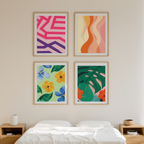 Vibrant Energy – Set of 4 Abstract Art Prints - Hakyarts