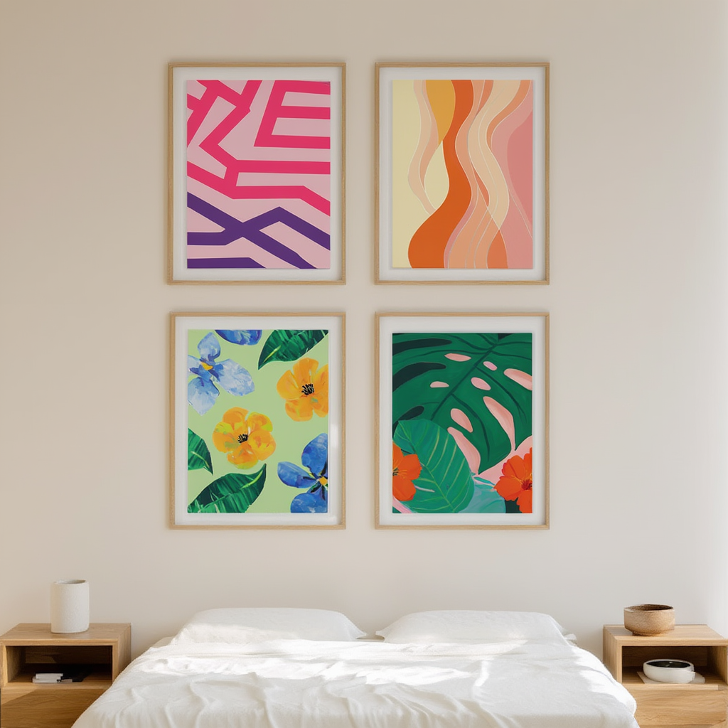 Vibrant Energy – Set of 4 Abstract Art Prints - Hakyarts