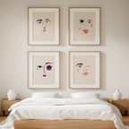 Set of 4 Surreal Face Prints – Dream Echo, Fragmented Mind, Veiled Identity & Fluid Expression - Hakyarts