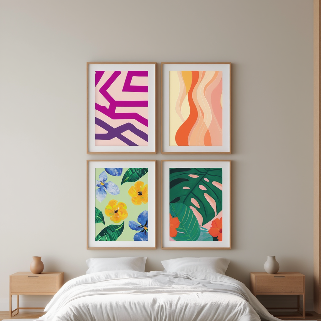 Vibrant Energy – Set of 4 Abstract Art Prints - Hakyarts