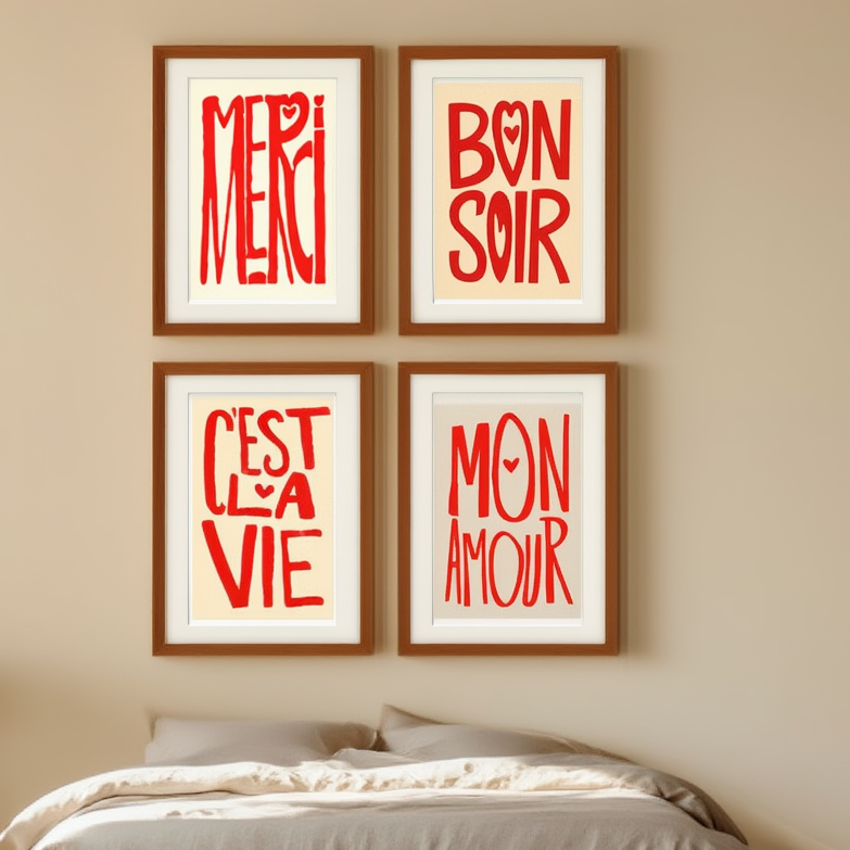 Set of 4 French Idioms Prints – Decorative Language Posters