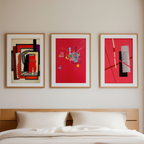 Set of 3 Dumpfes Rot, Konstruktion IV & La femme à la toilette – Modernist & Abstract Art Prints - Hakyarts