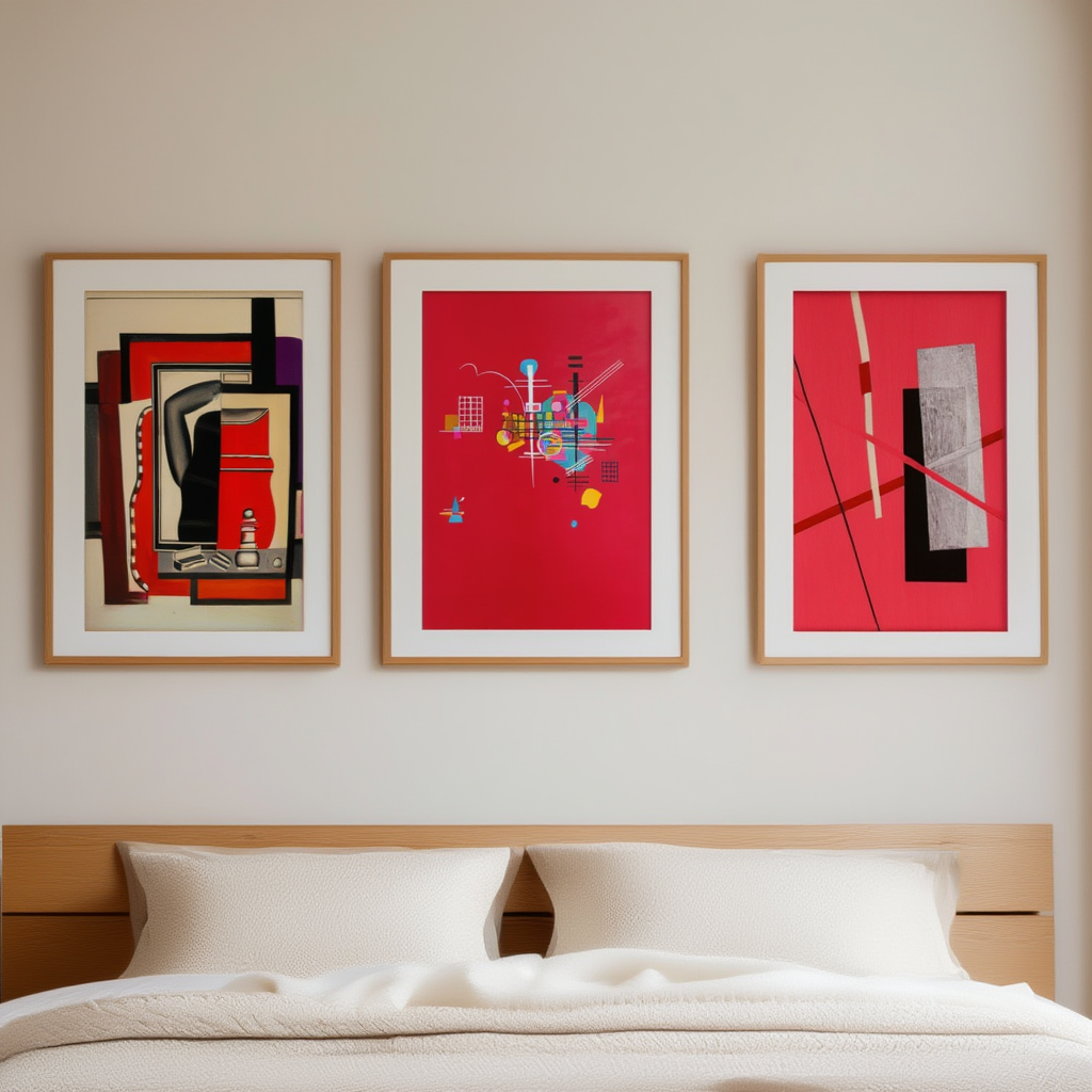 Set of 3 Dumpfes Rot, Konstruktion IV & La femme à la toilette – Modernist & Abstract Art Prints - Hakyarts