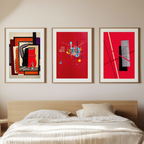 Set of 3 Dumpfes Rot, Konstruktion IV & La femme à la toilette – Modernist & Abstract Art Prints - Hakyarts
