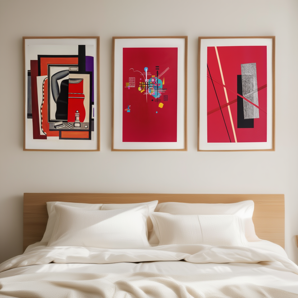 Set of 3 Dumpfes Rot, Konstruktion IV & La femme à la toilette – Modernist & Abstract Art Prints - Hakyarts