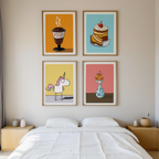 Abstract Cartoon Mix – Dining Room Set of 4 Modern Prints - Hakyarts
