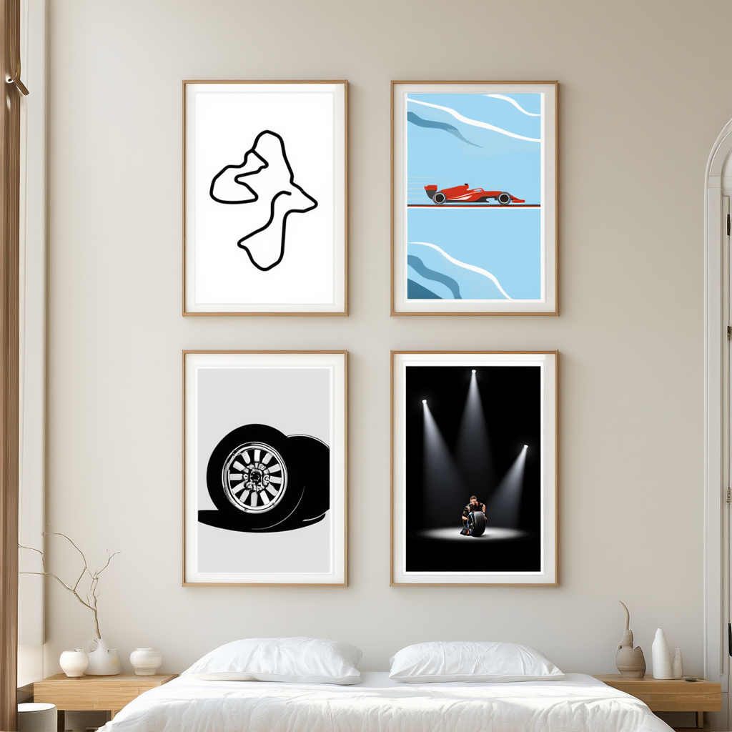 Nordic F1 Motorsport Gallery – Light Grey Scandinavian Living Room Set of 4 - Hakyarts