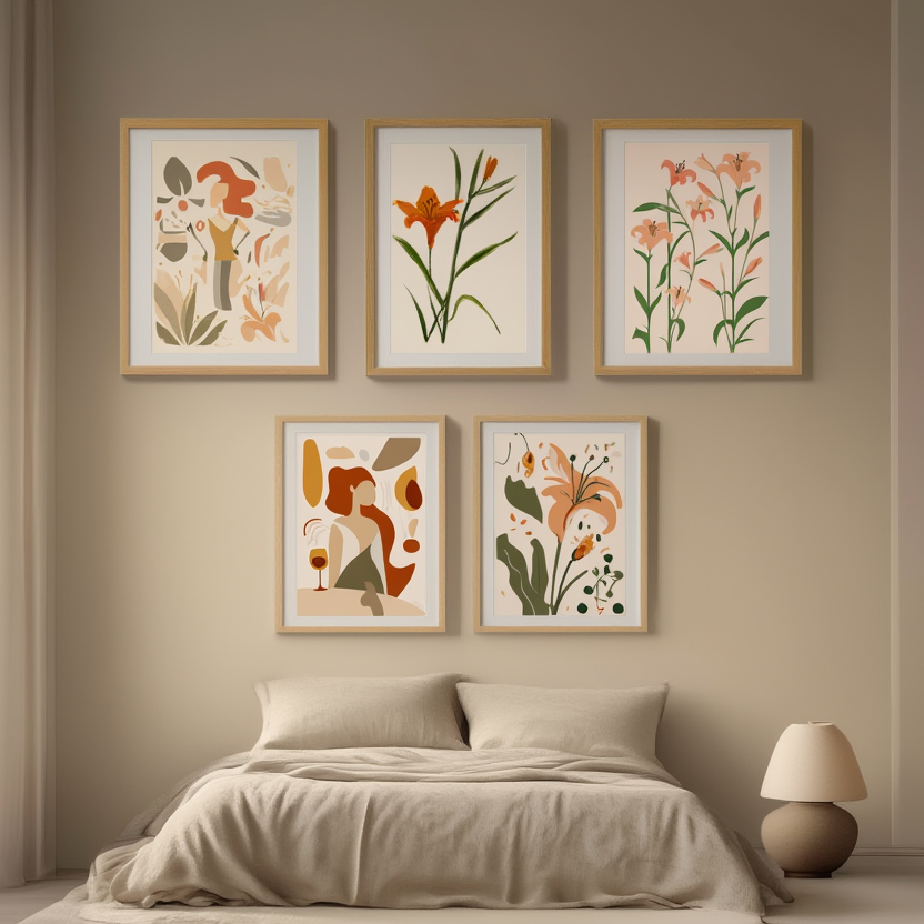 Boho Vibes – Set of 5 Abstract Art Prints - Hakyarts