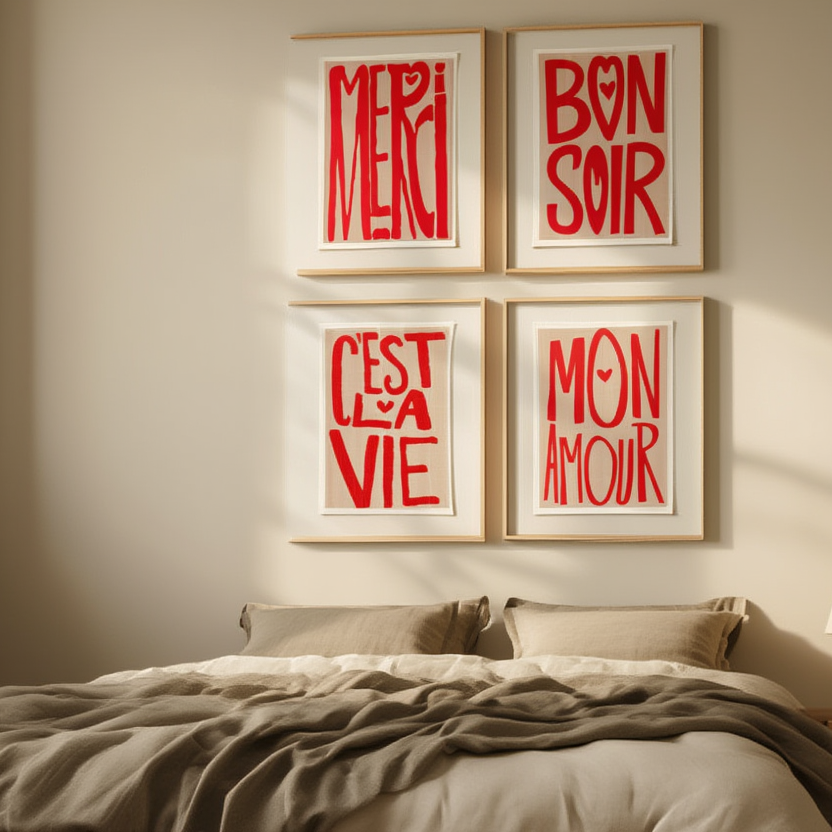 Set of 4 French Idioms Prints – Decorative Language Posters