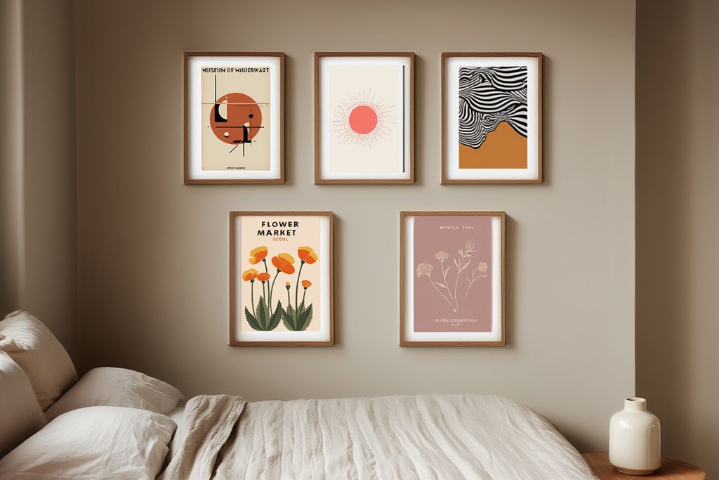 5 Modern Art Prints – Contemporary Gallery Wall Collection for Living Room, Bedroom & Office Decor - Hakyarts