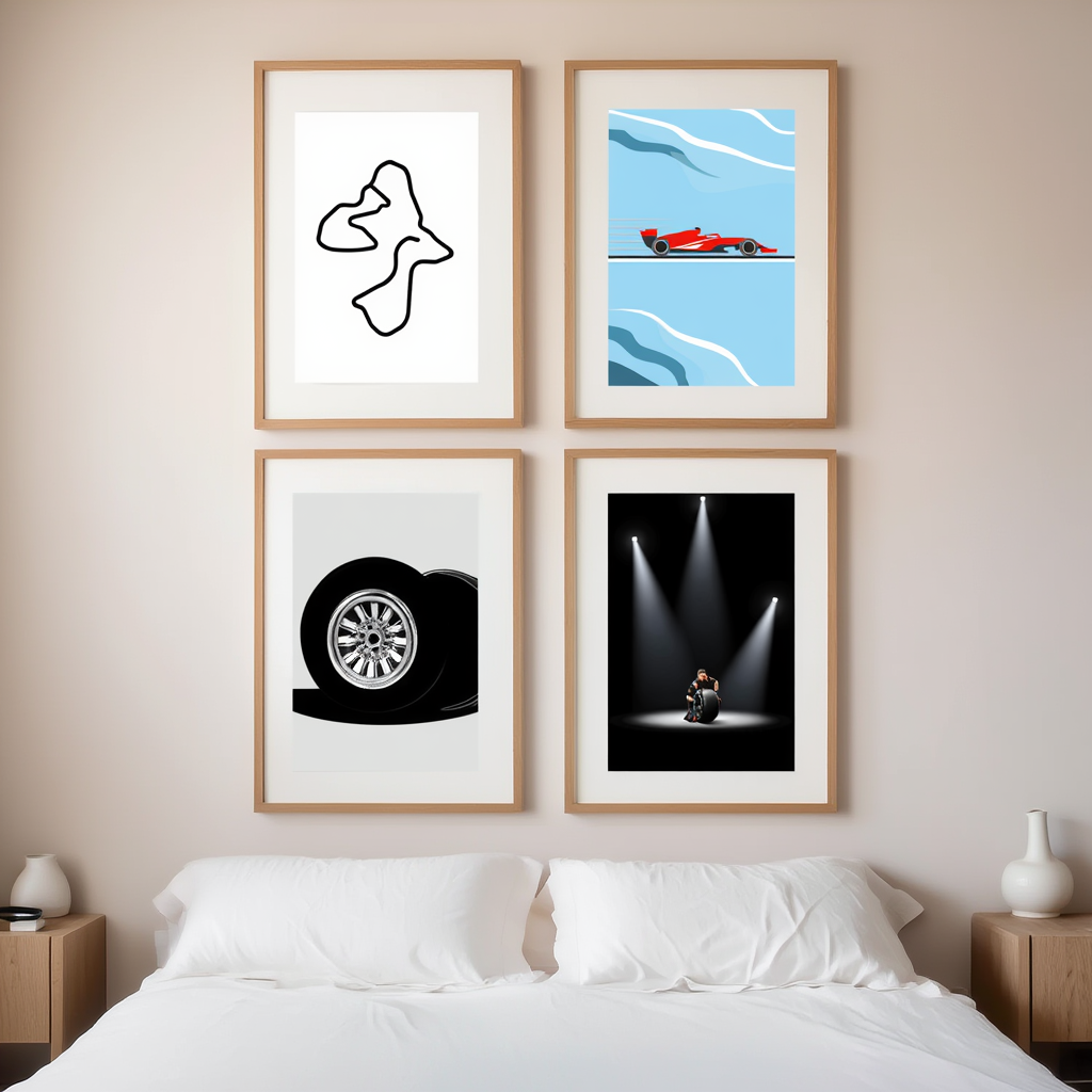 Nordic F1 Motorsport Gallery – Light Grey Scandinavian Living Room Set of 4 - Hakyarts
