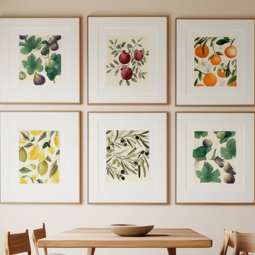 5 Italian Fruits Prints – Colorful Kitchen & Dining Wall Art - Hakyarts