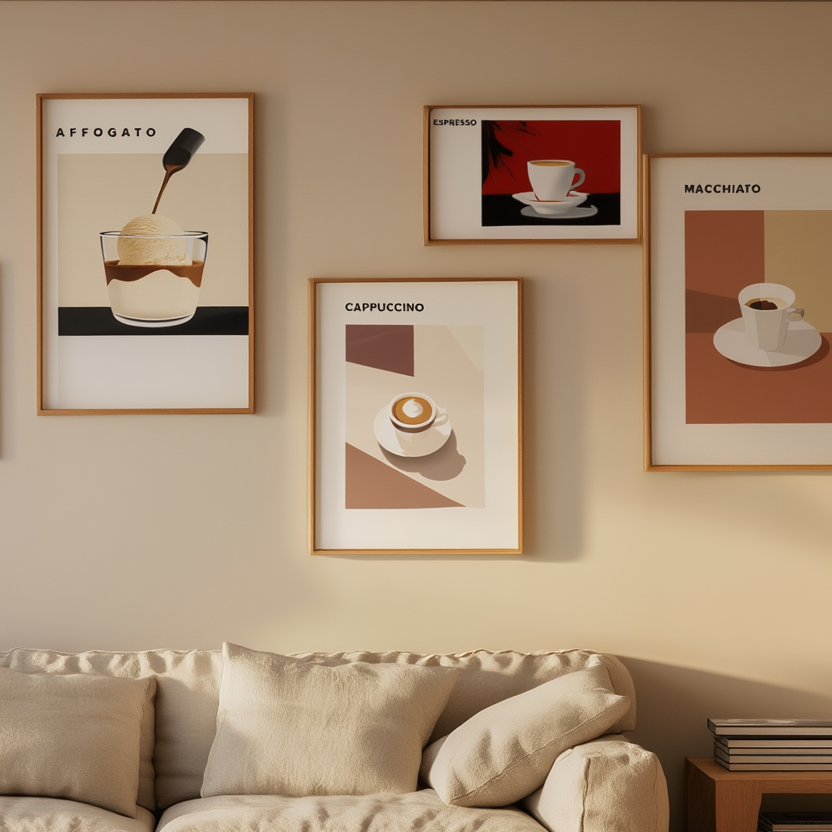5 Espresso & Latte Coffee Posters – Minimalist Café Wall Art Prints - Hakyarts