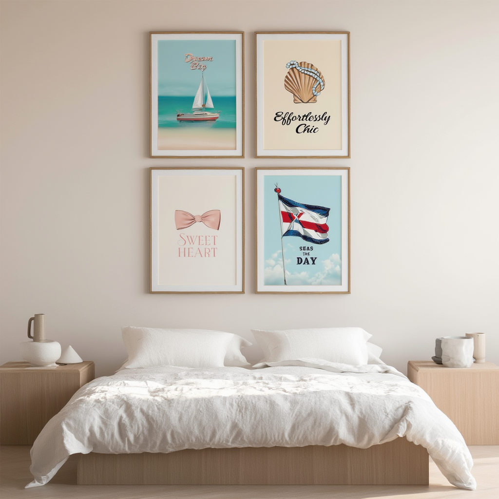 Trendy Preppy Coquette – Kitchen Wall Art Set of 4 - Hakyarts