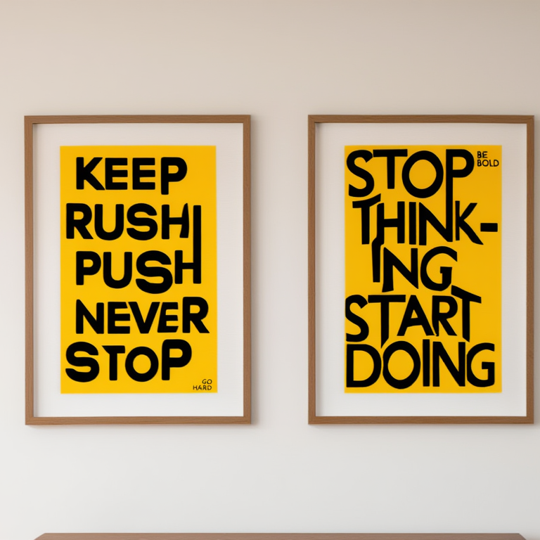 Momentum Set – Keep Pushing, Never Stop, Stop Thinking Start Doing – Street Style Motivational Poster Bundle – Modern Urban Art Prints