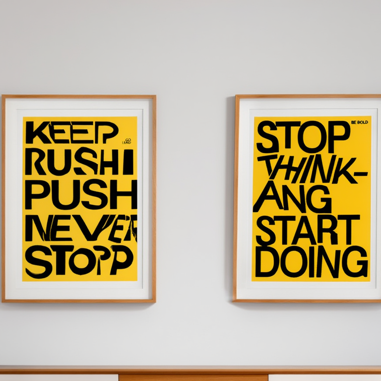 Momentum Set – Keep Pushing, Never Stop, Stop Thinking Start Doing – Street Style Motivational Poster Bundle – Modern Urban Art Prints