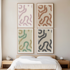 Set of 4 Wavy Line Art Prints – Minimal Abstract Line Wall Decor