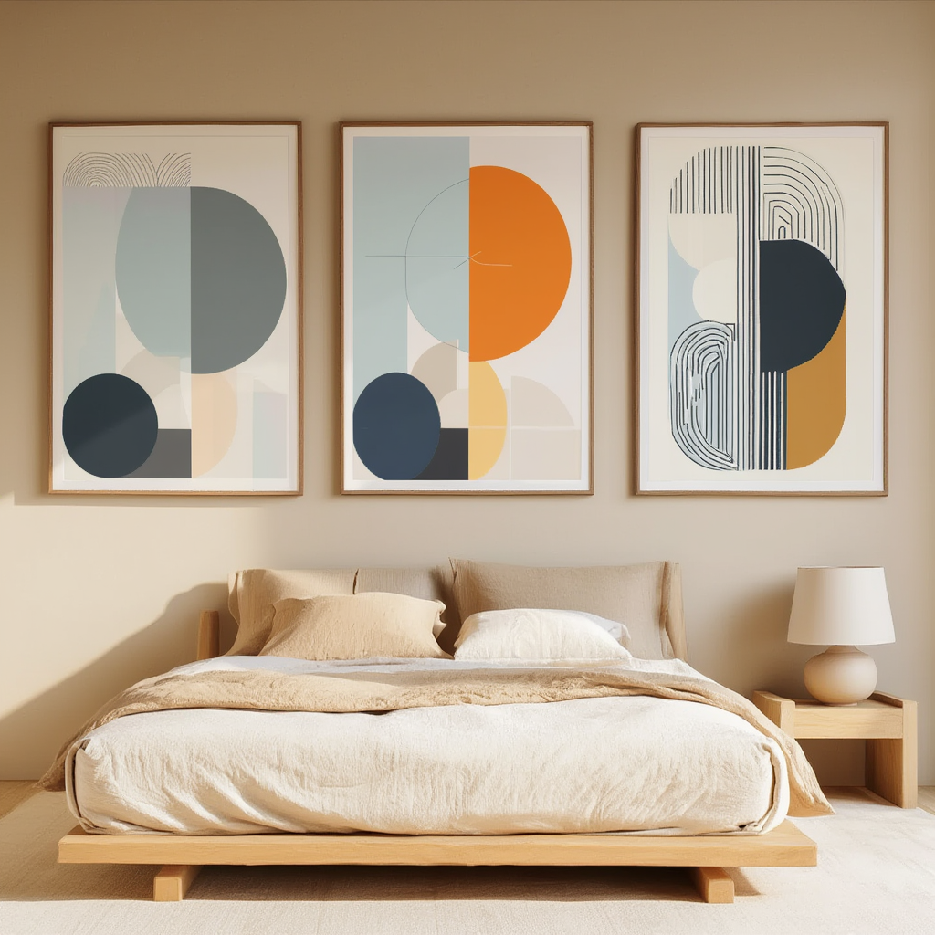 Nordic Bauhaus Mid-Century – Office Set of 3 Modern Prints - Hakyarts