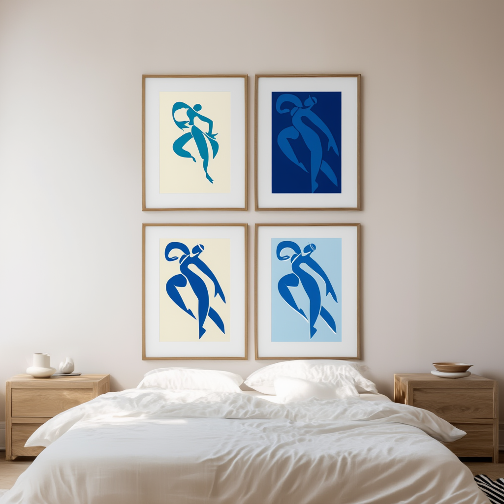 Vintage Blue Matisse Line Art – Set of 4 - Hakyarts