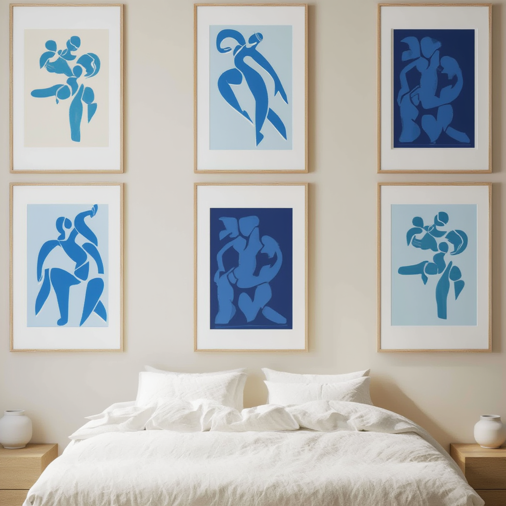 Vintage Blue Matisse Line Art – Set of 4 - Hakyarts