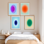 Set of 4 Round Circular Colour Shapes – Modern Minimalist Wall Art - Hakyarts