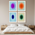 Set of 4 Round Circular Colour Shapes – Modern Minimalist Wall Art - Hakyarts