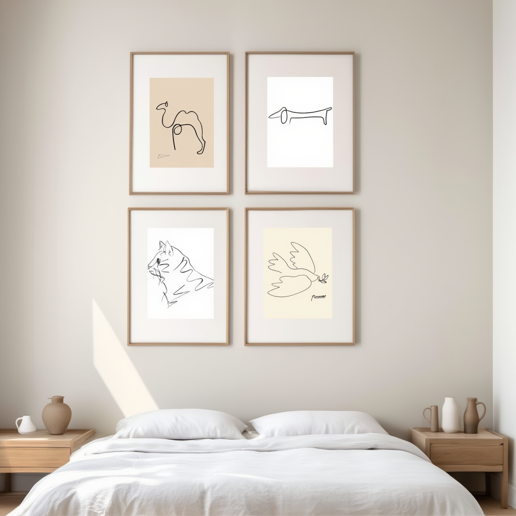 Picasso Line Art Animal Collection – Set of 4 Minimalist Prints