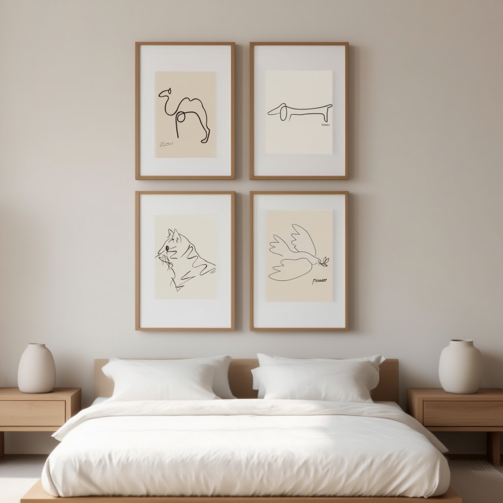 Picasso Line Art Animal Collection – Set of 4 Minimalist Prints