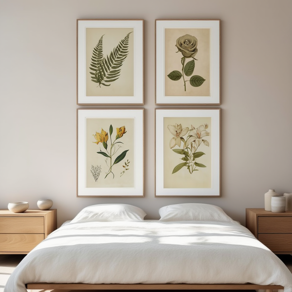 Botanical Grace – Set of 4 Art Prints - Hakyarts