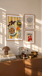 Set of 3 Contemporary Wall Art Prints | Botanical, Vintage & Kitchen Illustration