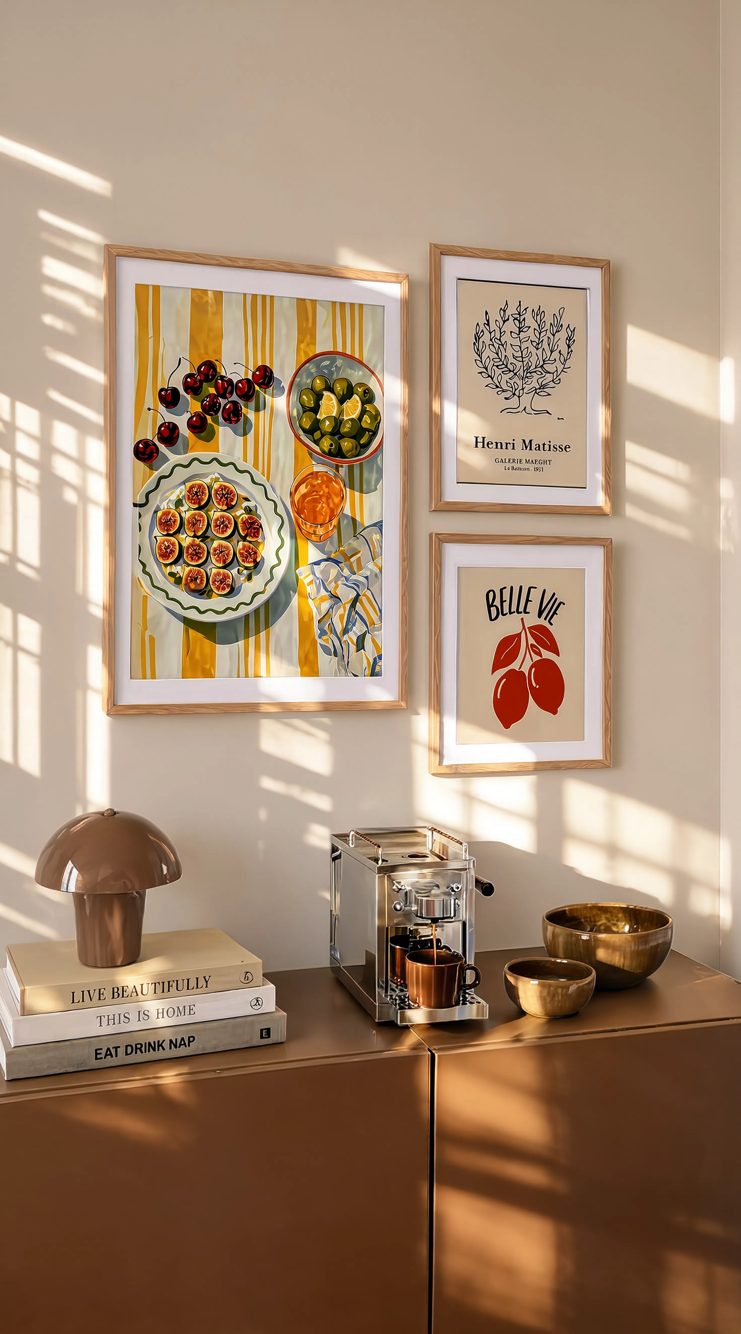 Set of 3 Contemporary Wall Art Prints | Botanical, Vintage & Kitchen Illustration