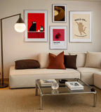 Set of 4 Modern Gallery Wall Prints – Pantone Roses, Cats & Vinyl Art